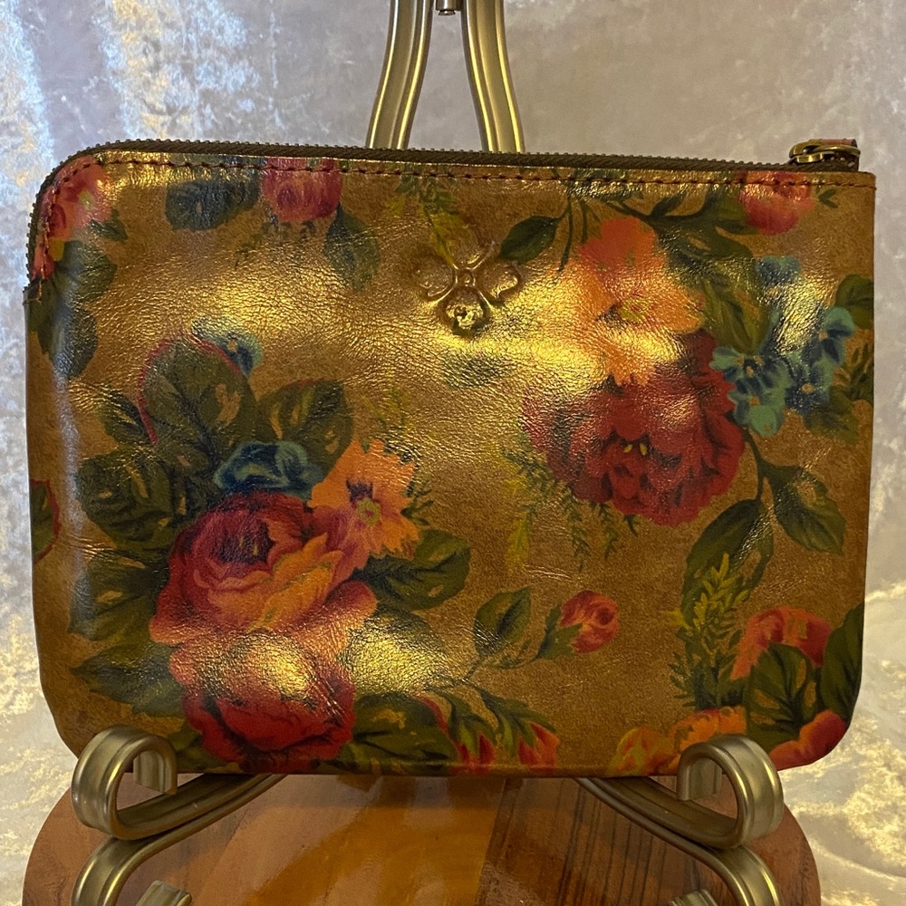 Patricia Nash Gold Floral Cosmetic Bag